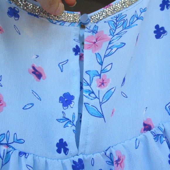 Last Chance 🌹$13ifbundle2 NWT ruffle layer floral top w bling - Picture 11 of 16